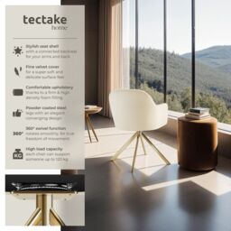 tectake Armchair Lona Per Piece - Cream/Black in Cream - Size: 1 Pack - thumbnail 2