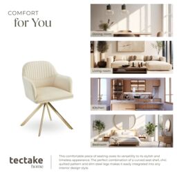 tectake Armchair Lona Per Piece - Cream/Black in Cream - Size: 1 Pack - thumbnail 7