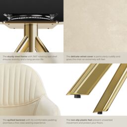 tectake Armchair Lona Per Piece - Cream/Black in Cream - Size: 1 Pack - thumbnail 5