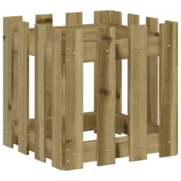 Berkfield Home Garden Planter with Fence Design 40x40x40 cm Impregnated Wood Pine in Brown - Size: 40 x 40 x 40 cm - thumbnail 4
