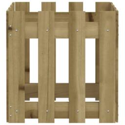 Berkfield Home Garden Planter with Fence Design 40x40x40 cm Impregnated Wood Pine in Brown - Size: 40 x 40 x 40 cm - thumbnail 6