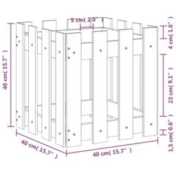 Berkfield Home Garden Planter with Fence Design 40x40x40 cm Impregnated Wood Pine in Brown - Size: 40 x 40 x 40 cm - thumbnail 9