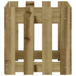 Berkfield Home Garden Planter with Fence Design 40x40x40 cm Impregnated Wood Pine in Brown - Size: 40 x 40 x 40 cm - thumbnail 5