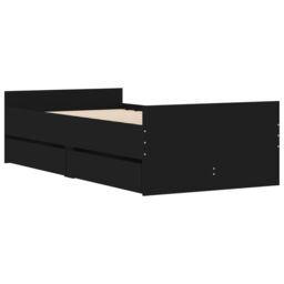 Berkfield Home Bed Frame with Drawers Black 90x190 cm Single - thumbnail 4