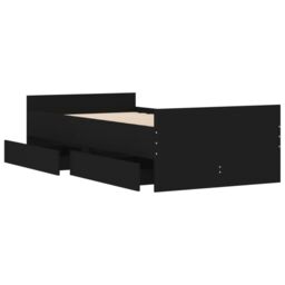 Berkfield Home Bed Frame with Drawers Black 90x190 cm Single - thumbnail 5