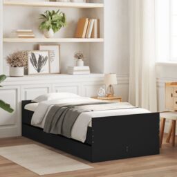 Berkfield Home Bed Frame with Drawers Black 90x190 cm Single