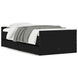 Berkfield Home Bed Frame with Drawers Black 90x190 cm Single - thumbnail 2