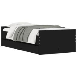 Berkfield Home Bed Frame with Drawers Black 90x190 cm Single - thumbnail 3
