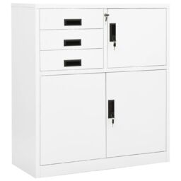 Berkfield Home Office Cabinet White 90x40x102 cm Steel - Size: 90 x 40 x 102 cm - thumbnail 1