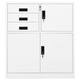 Berkfield Home Office Cabinet White 90x40x102 cm Steel - Size: 90 x 40 x 102 cm - thumbnail 2
