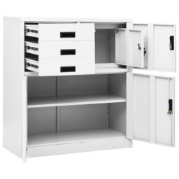 Berkfield Home Office Cabinet White 90x40x102 cm Steel - Size: 90 x 40 x 102 cm - thumbnail 6