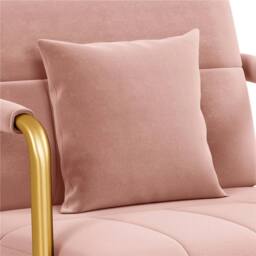 VOGREX Pink Velvet Accent Armchair Golden Legs Pillow Living Room - thumbnail 3