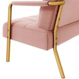 VOGREX Pink Velvet Accent Armchair Golden Legs Pillow Living Room - thumbnail 5