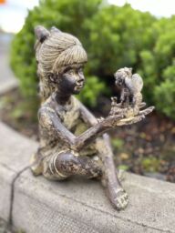 Marco Paul Sitting with Fairy Resin Statue in Brown - thumbnail 1