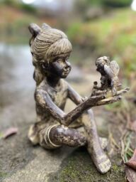 Marco Paul Sitting with Fairy Resin Statue in Brown - thumbnail 6