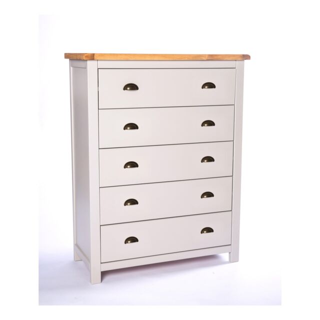 Cabinet Bits Argenta 5 Drawer Chest of Drawers Brass Cup Handle in Light Grey - image 1
