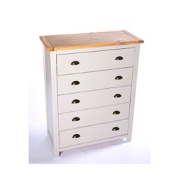 Cabinet Bits Argenta 5 Drawer Chest of Drawers Brass Cup Handle in Light Grey - thumbnail 3