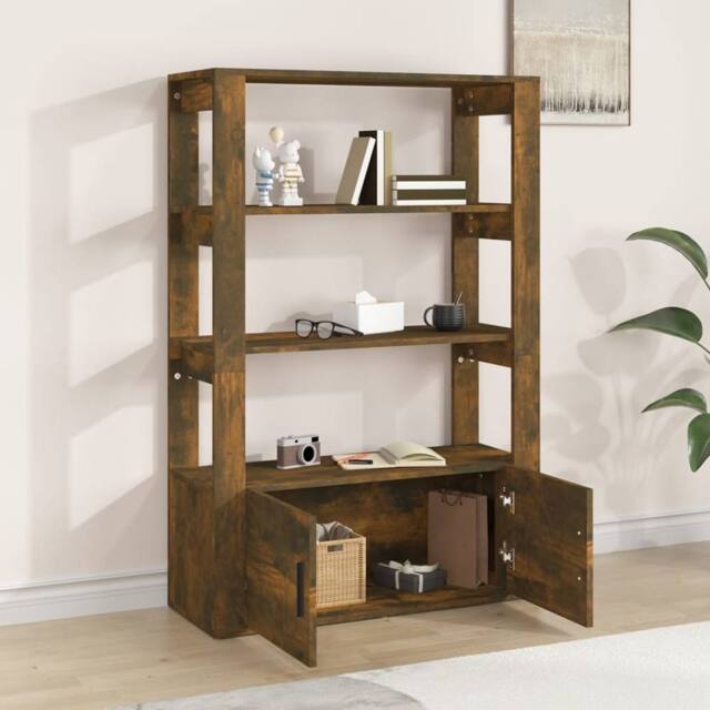 Berkfield Home Sideboard Smoked Oak 80x30x119.5 cm Engineered Wood in Brown - image 1