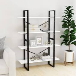 Berkfield Home 4-Tier Book Cabinet White 100x30x140 cm Engineered Wood - Size: 100 x 30 x 140 cm - thumbnail 3