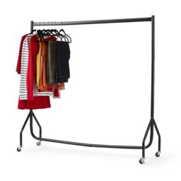 House of Home Heavy Duty Clothes Rail 4ft Long x 5ft Tall Black Quality Metal Stand Rack