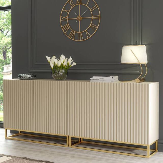 Mex Furniture LTD Sideboard Ripple Duo 200cm - Cashmere Warm Beige Taupe Finish - image 1