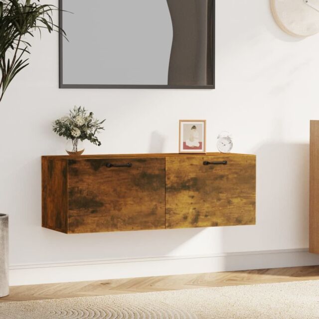 Berkfield Home Wall Cabinet Smoked Oak 100x36.5x35 cm Engineered Wood in Brown - image 1