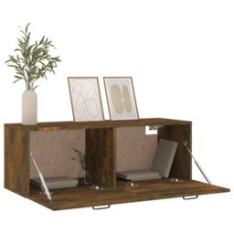 Berkfield Home Wall Cabinet Smoked Oak 100x36.5x35 cm Engineered Wood in Brown - thumbnail 4