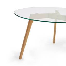 Cheshire Glenfinnan 80cm Round Glass Coffee Table - Clear Glass & Natural Oak - thumbnail 7