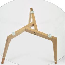 Cheshire Glenfinnan 80cm Round Glass Coffee Table - Clear Glass & Natural Oak - thumbnail 6