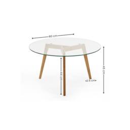 Cheshire Glenfinnan 80cm Round Glass Coffee Table - Clear Glass & Natural Oak - thumbnail 8
