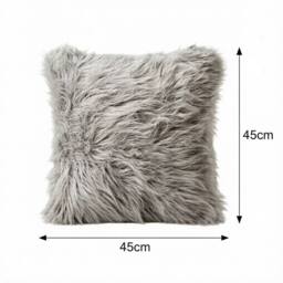 Garden Sanctuary Square Fluffy Faux Fur Throw Pillow Cover Grey - thumbnail 2