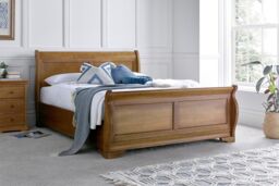 Time4sleep Toulon Oak Finish Wooden Sleigh Bed - Bed Frame in Brown - Size: King - thumbnail 2