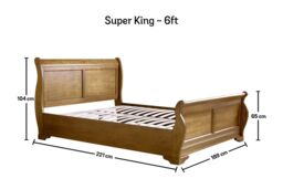 Time4sleep Toulon Oak Finish Wooden Sleigh Bed - Bed Frame in Brown - Size: King - thumbnail 6