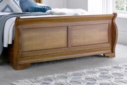 Time4sleep Toulon Oak Finish Wooden Sleigh Bed - Bed Frame in Brown - Size: King - thumbnail 4