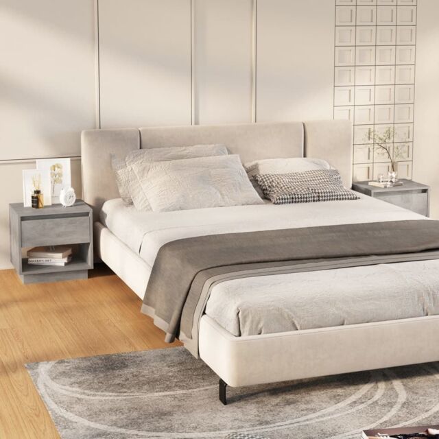 Berkfield Home Bedside Cabinets 2 pcs Concrete Grey 45x34x44 cm Engineered Wood - Size: 45 x 34 x 44 cm - image 1