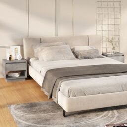 Berkfield Home Bedside Cabinets 2 pcs Concrete Grey 45x34x44 cm Engineered Wood - Size: 45 x 34 x 44 cm - thumbnail 1