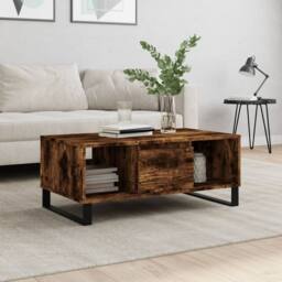 Berkfield Home Modern Coffee Table Smoked Oak 90x50x36.5 cm Engineered Wood in Brown - thumbnail 2