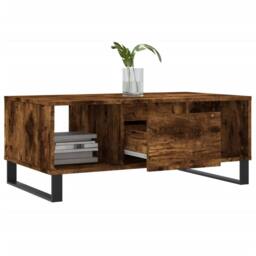 Berkfield Home Modern Coffee Table Smoked Oak 90x50x36.5 cm Engineered Wood in Brown - thumbnail 4