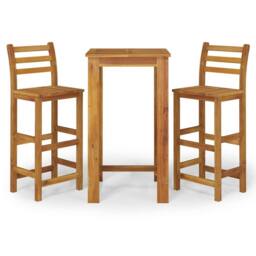 Berkfield Home 3 Piece Garden Bar Set Solid Wood Acacia in Brown - thumbnail 1