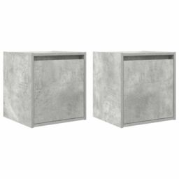 Berkfield Home Wall-Mounted Bedside Cabinets 2 pcs Concrete Grey 38x34x40 cm - Size: 38 x 34 x 40 cm - thumbnail 2