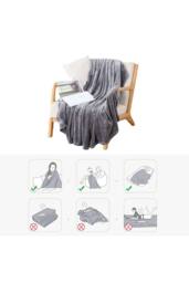 KDMD 150x200cm Polyester Fleece Warm Throw Blanket for Sofa Bed in Grey - Size: 150x200 cm - thumbnail 4