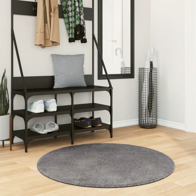 Berkfield Home Rug Short Pile Soft & Washable Anthracite Ã˜ 100 cm in Black - Size: 100 cm diameter - image 1