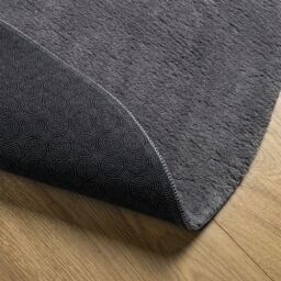 Berkfield Home Rug Short Pile Soft & Washable Anthracite Ã˜ 100 cm in Black - Size: 100 cm diameter - thumbnail 5