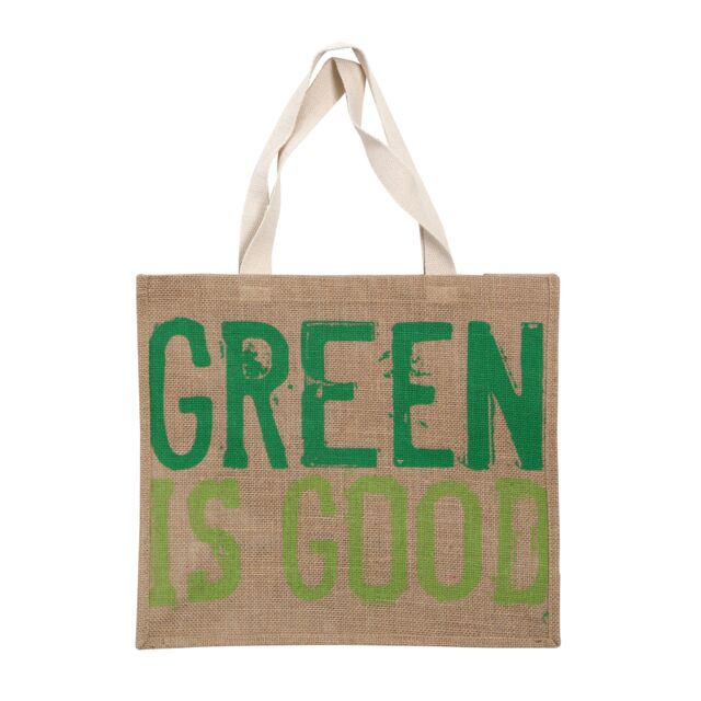 Orsina Green 'Green Is Good' Shopping Bag, nature friendly Reusable Tote With Slogan Print & Strong Handles - image 1