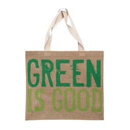 Orsina Green 'Green Is Good' Shopping Bag, nature friendly Reusable Tote With Slogan Print & Strong Handles - thumbnail 1