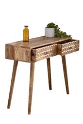 IH Design Cliddesden Solid Mango Wood Console Table with 2 Drawers in Natural - thumbnail 3