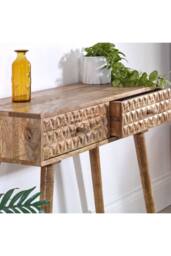 IH Design Cliddesden Solid Mango Wood Console Table with 2 Drawers in Natural - thumbnail 4