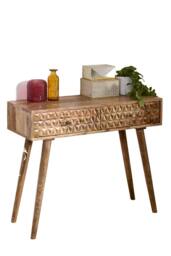 IH Design Cliddesden Solid Mango Wood Console Table with 2 Drawers in Natural - thumbnail 2