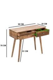 IH Design Cliddesden Solid Mango Wood Console Table with 2 Drawers in Natural - thumbnail 6