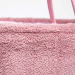 OHS 2 x Teddy Fleece Storage Hamper Handles Home Laundry Basket in Light Pink - thumbnail 5